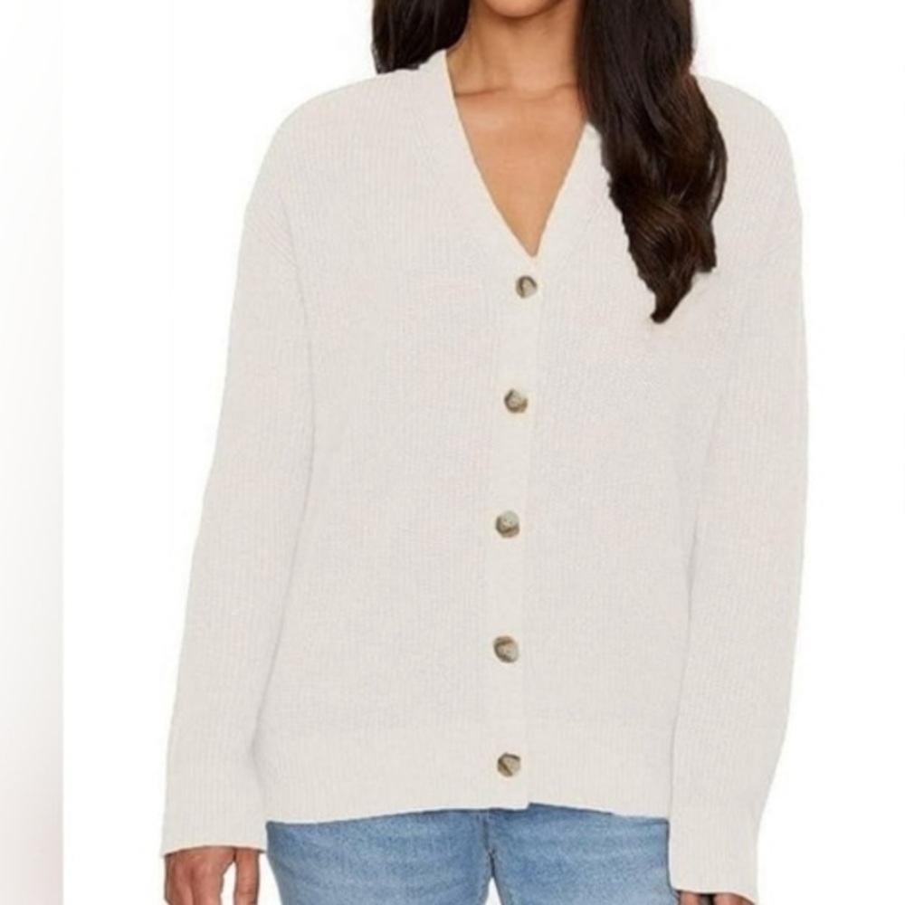 Hudson Women's Cotton Buttondown Cardigan Cream Size XXL